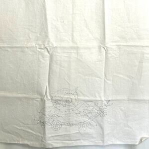 Vintage Stamped Cotton Owl Towel For Embroidery 26x20